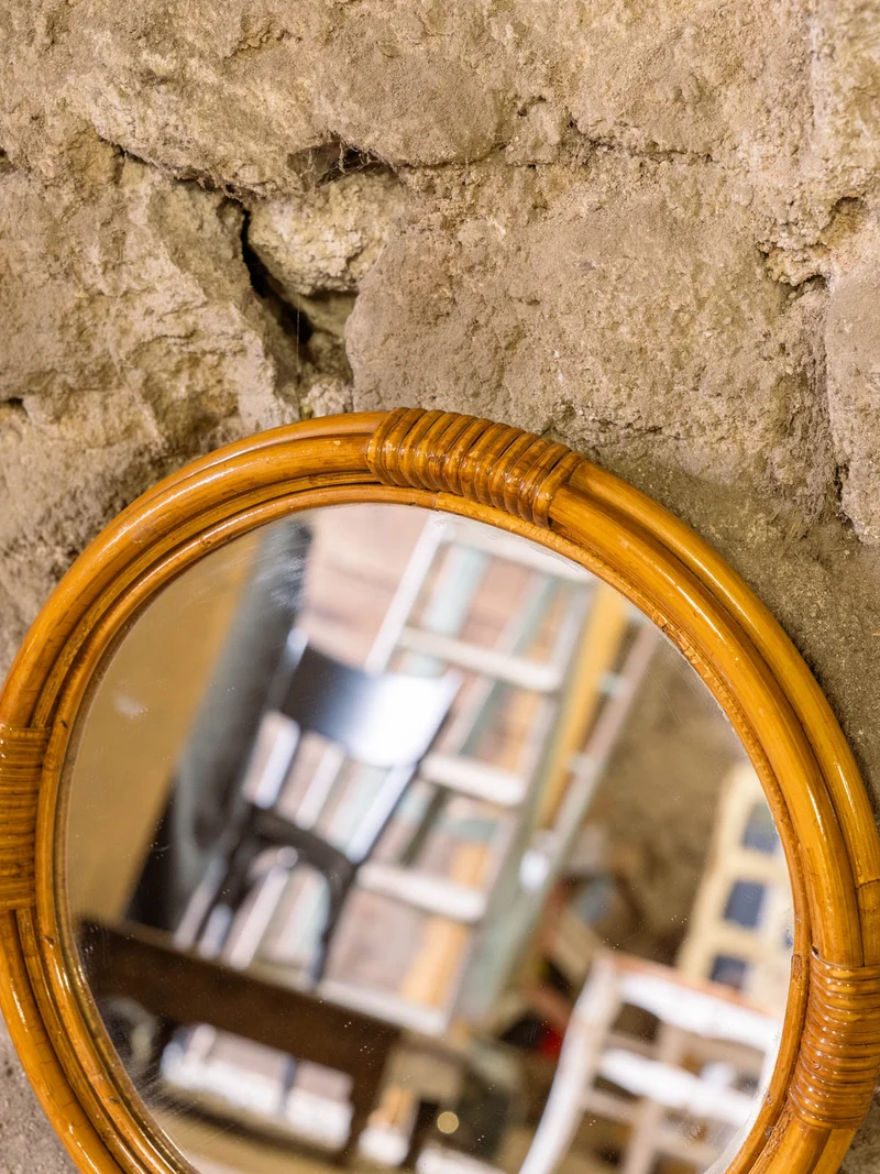 Georges, le petit miroir rond en bambou N°1457