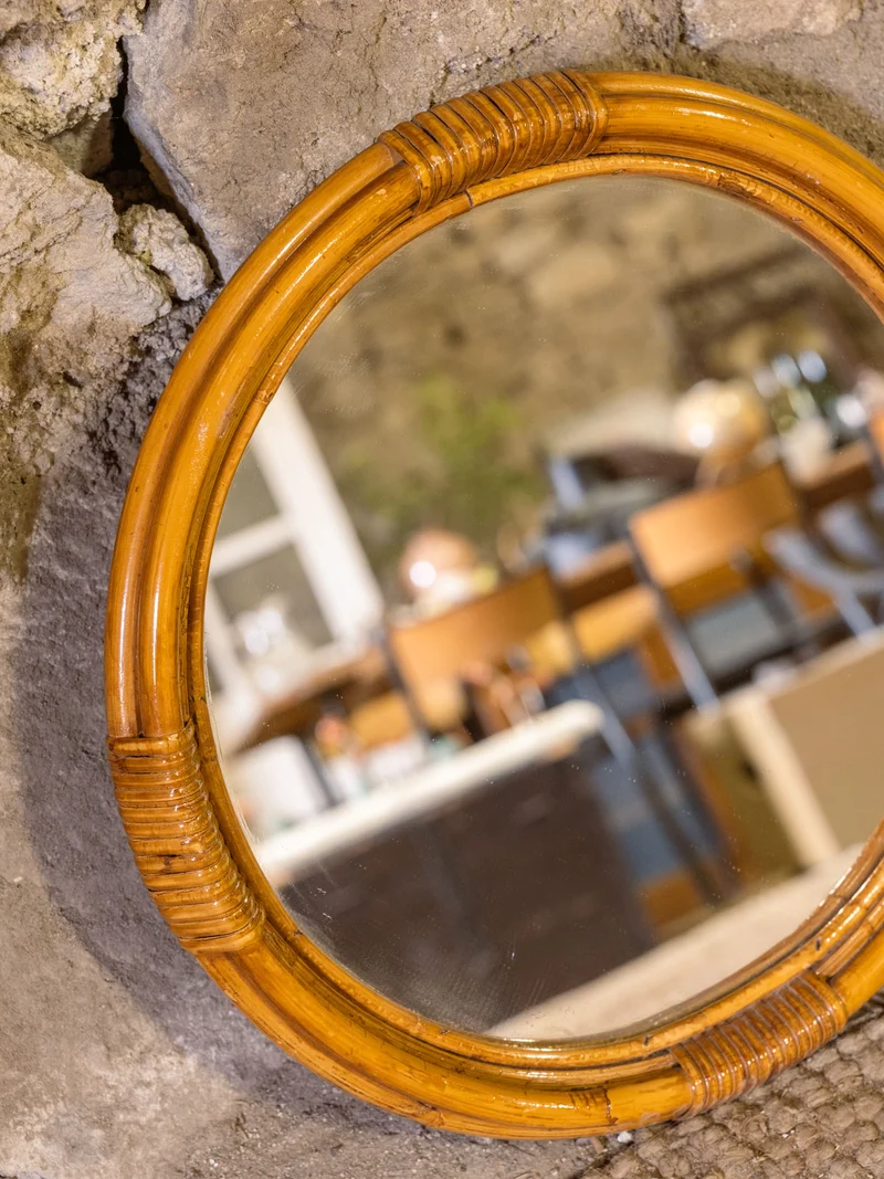 Georges, le petit miroir rond en bambou N°1457