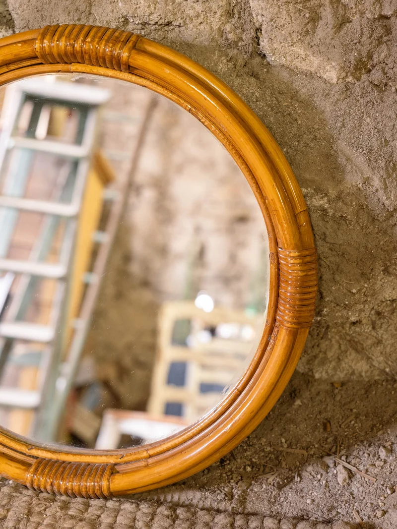 Georges, le petit miroir rond en bambou N°1457
