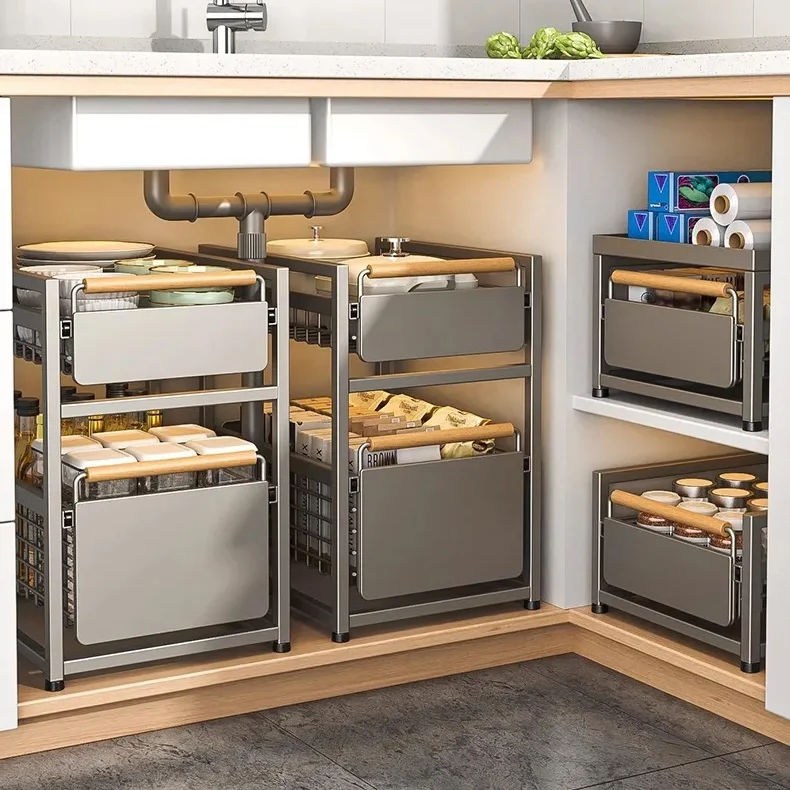 Coulissant Tiroir Cuisine | SmoothDesign™ - 2 Tiroir