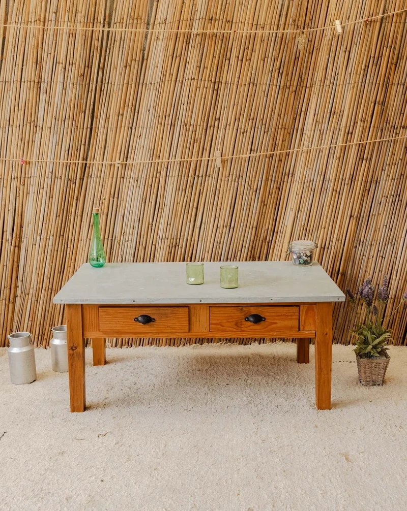 Léonie, la table basse en bois et métal gris N°1166