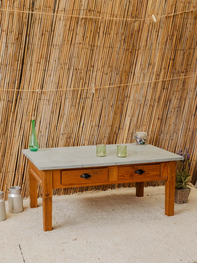 Léonie, la table basse en bois et métal gris N°1166