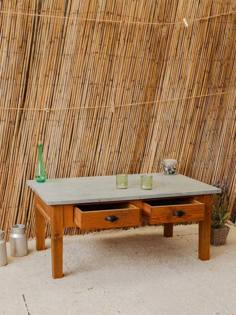 Léonie, la table basse en bois et métal gris N°1166
