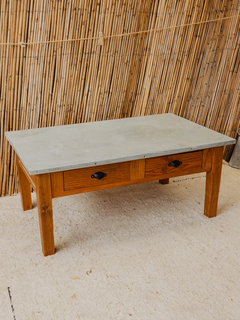Léonie, la table basse en bois et métal gris N°1166