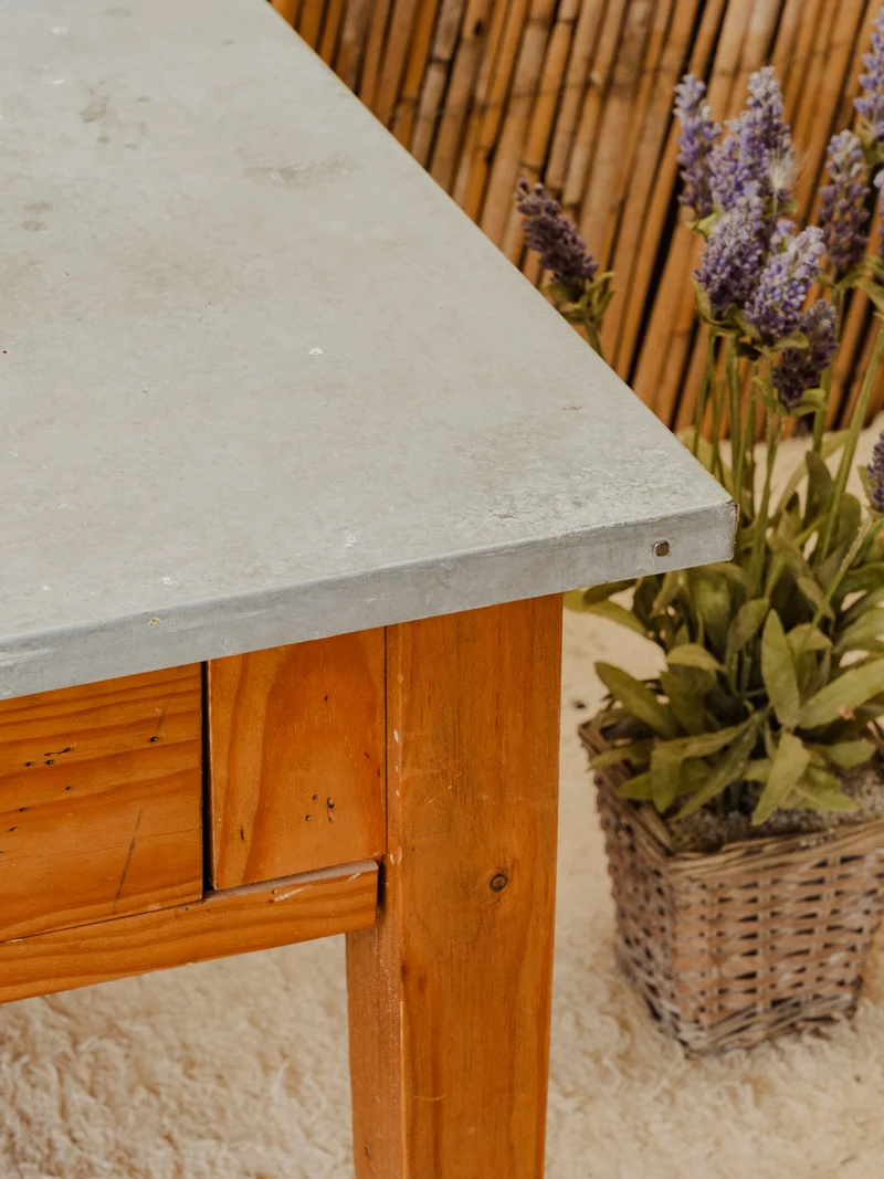 Léonie, la table basse en bois et métal gris N°1166