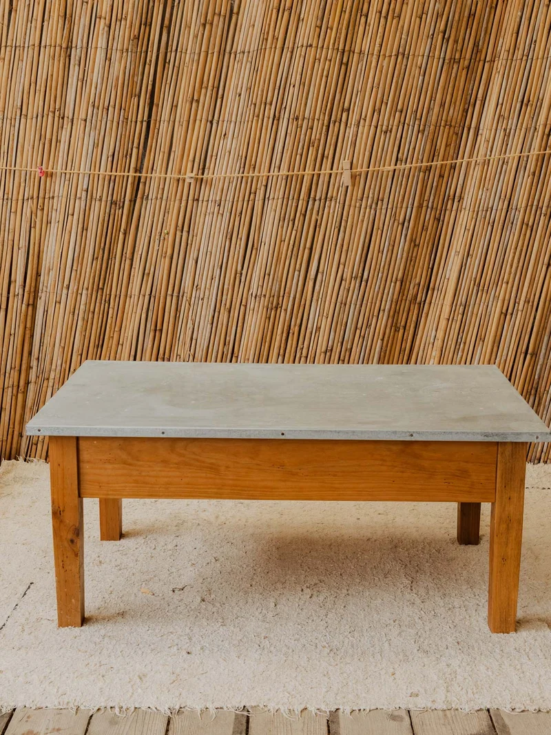 Léonie, la table basse en bois et métal gris N°1166