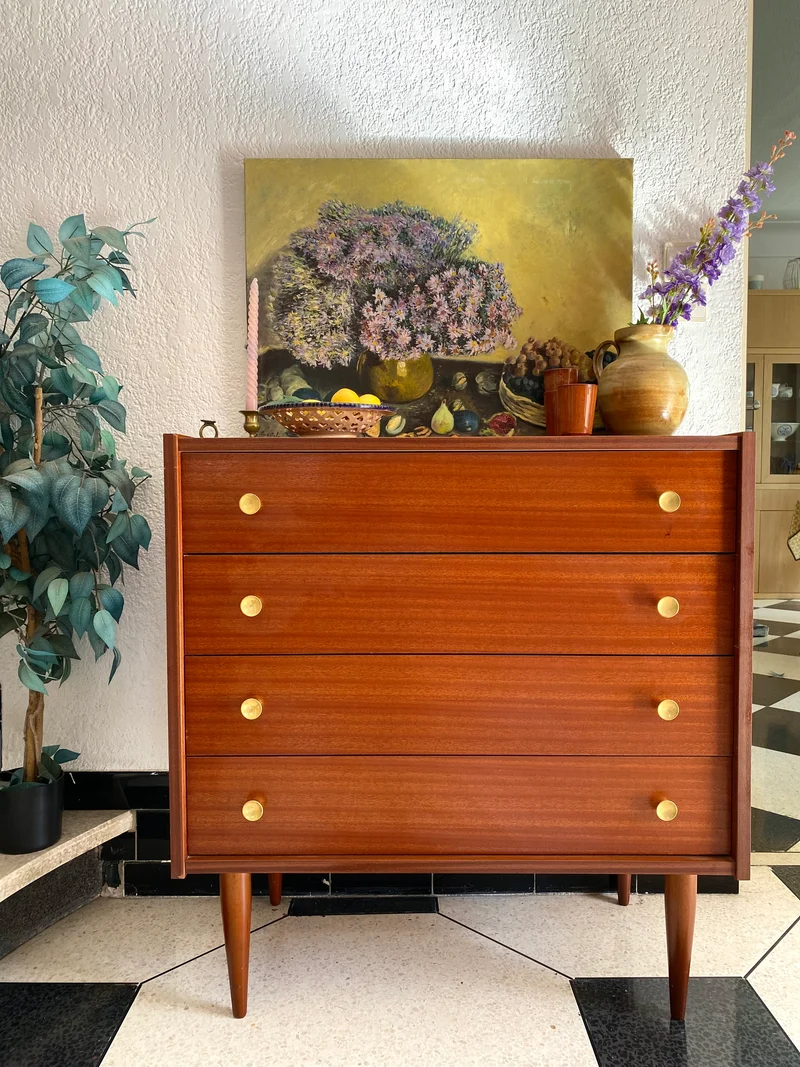 Commode scandinave vintage pied compas