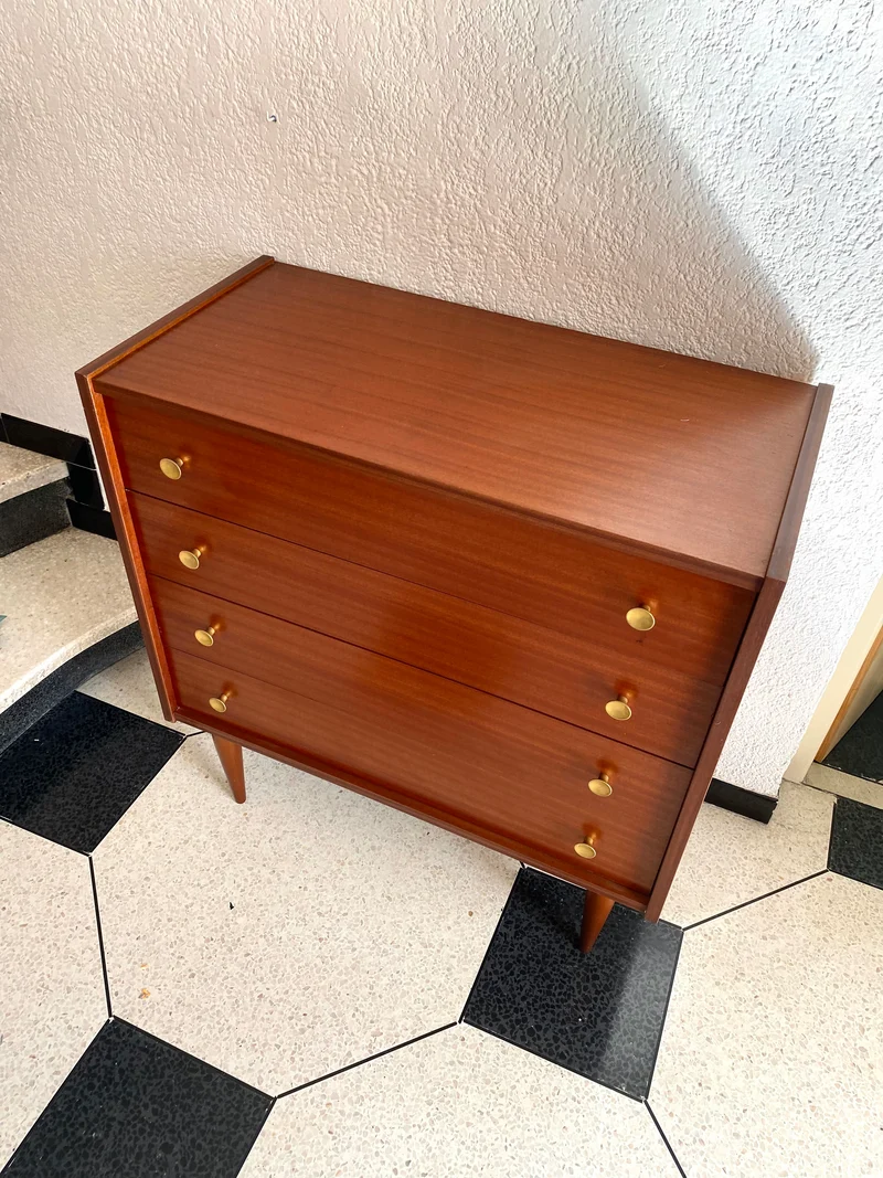 Commode scandinave vintage pied compas
