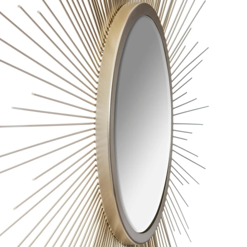 Miroir soleil bombé métal doré D70 cm