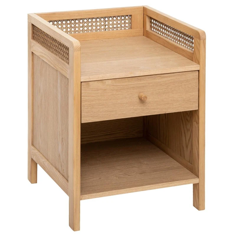 Table de chevet Arty 1 tiroir bois et cannage