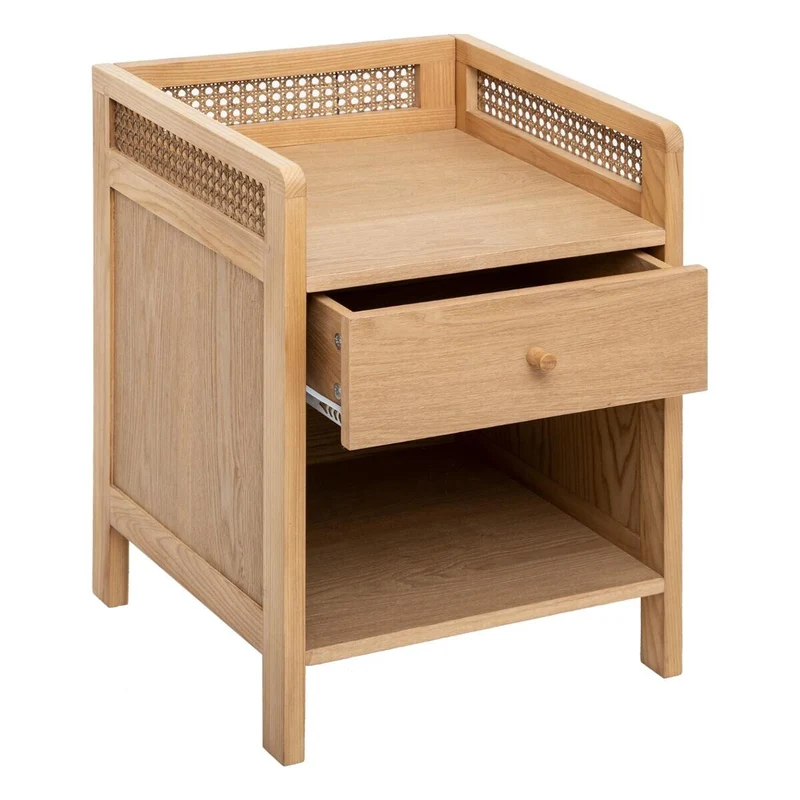 Table de chevet Arty 1 tiroir bois et cannage