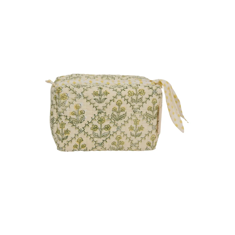 Trousse de toilette - Treillis floral crème au beurre