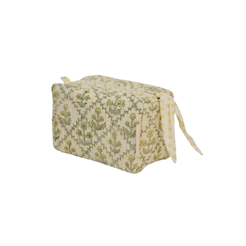 Trousse de toilette - Treillis floral crème au beurre