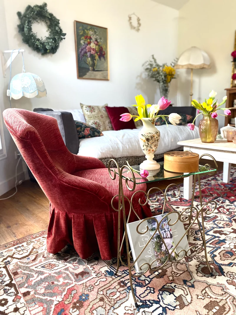 Fauteuil crapaud ancien en velours