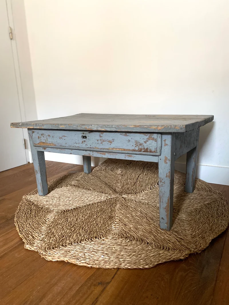 Table basse de ferme en bois ancien patiné