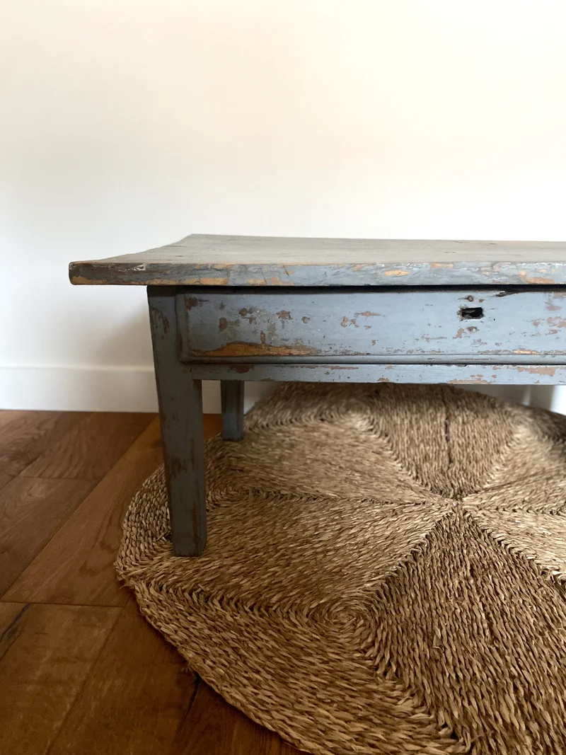Table basse de ferme en bois ancien patiné