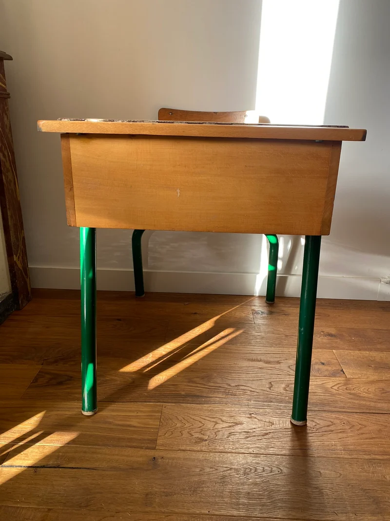 Bureau d'écolier pupitre ancien en bois