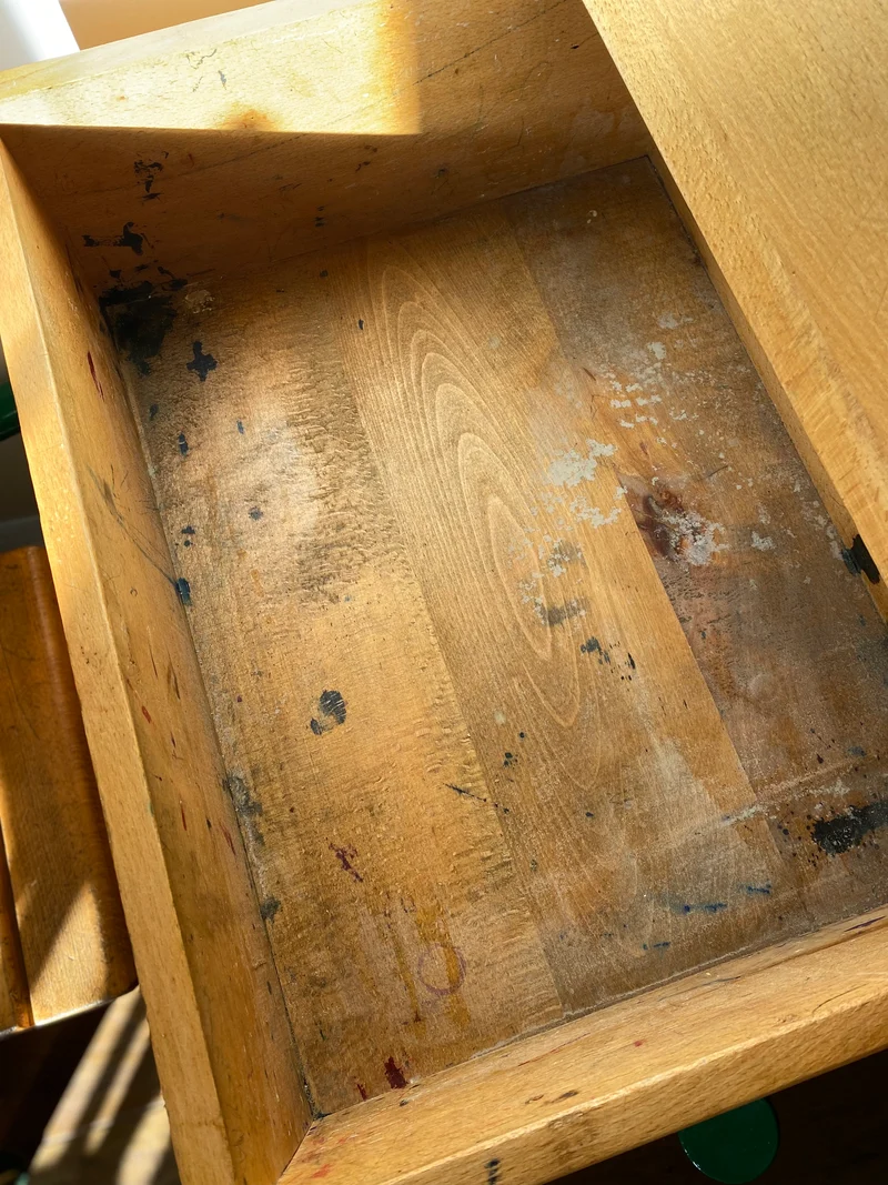 Bureau d'écolier pupitre ancien en bois