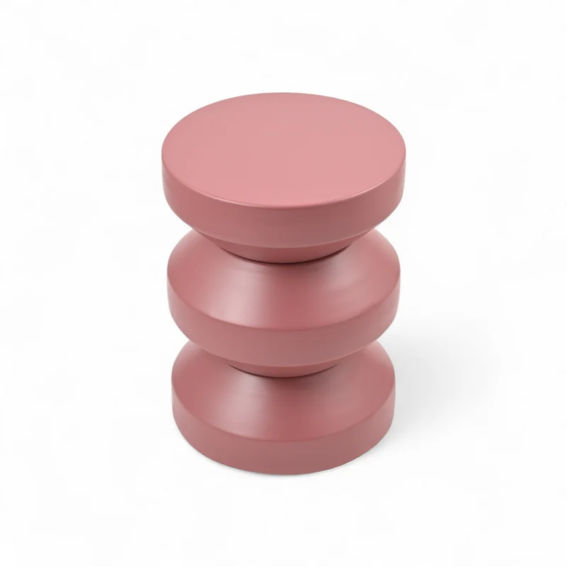 Bout de canapé rond en métal framboise