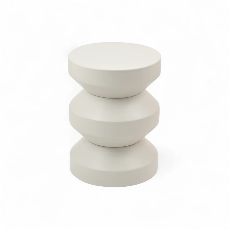Bout de canapé rond en métal gris