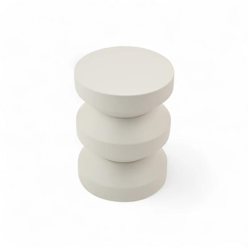 Bout de canapé rond en métal gris