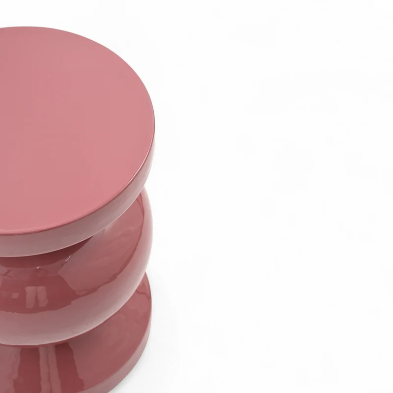 Bout de canapé rond émail framboise