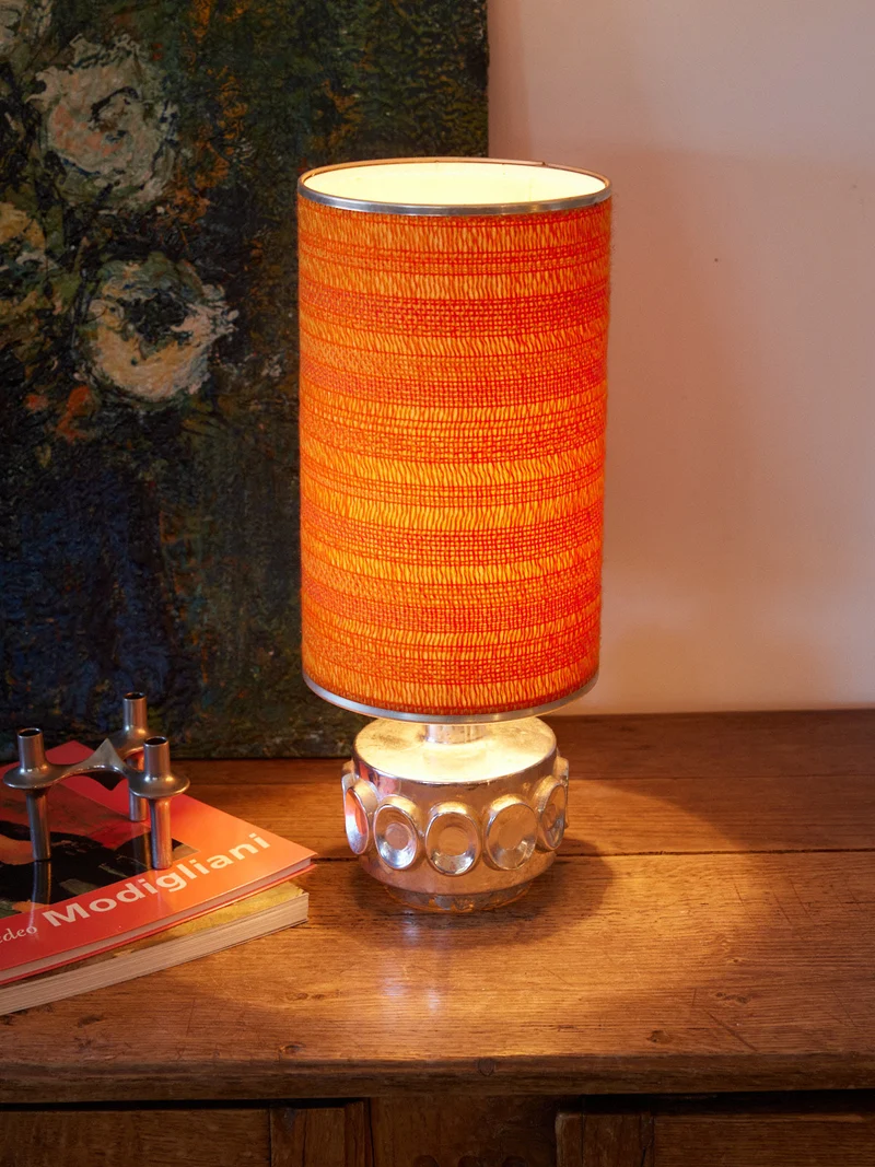 Julia, la lampe seventies chrome et tissu N°1050