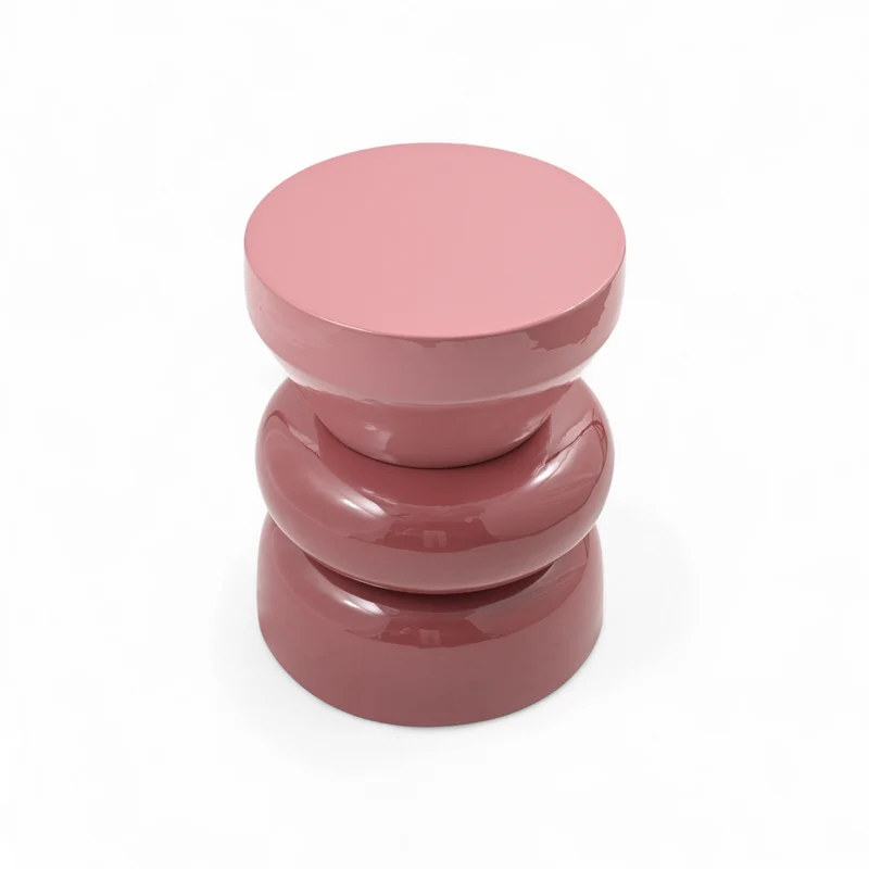 Bout de canapé rond émail bi-color framboise
