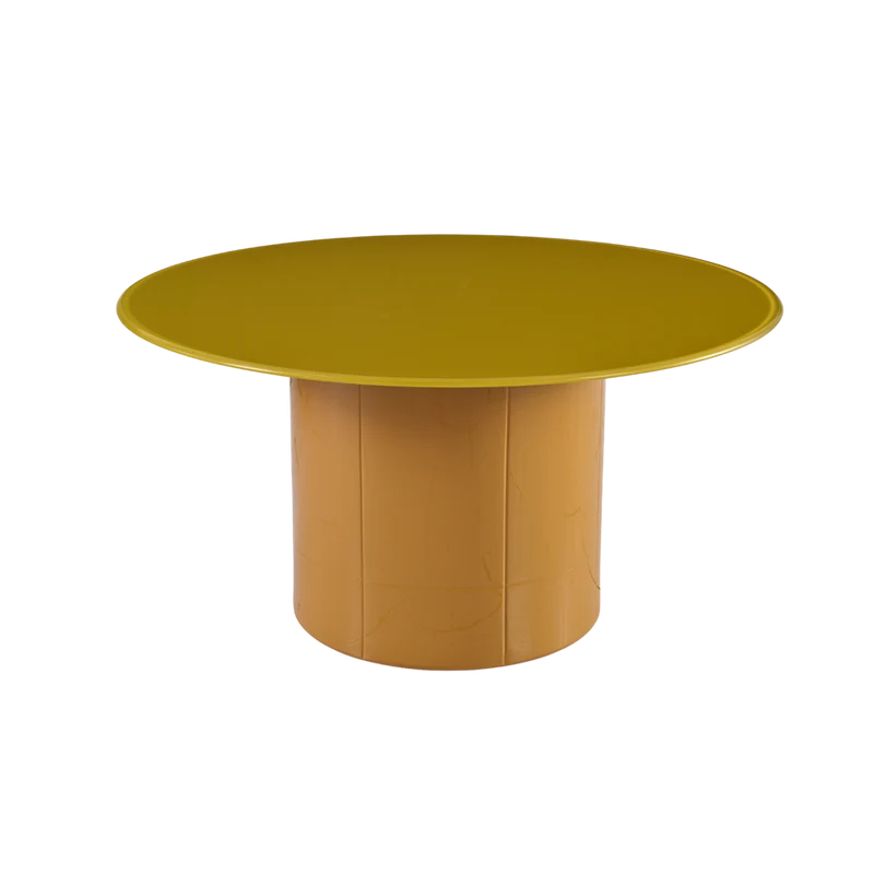 Table basse 80 cm en verre jaune