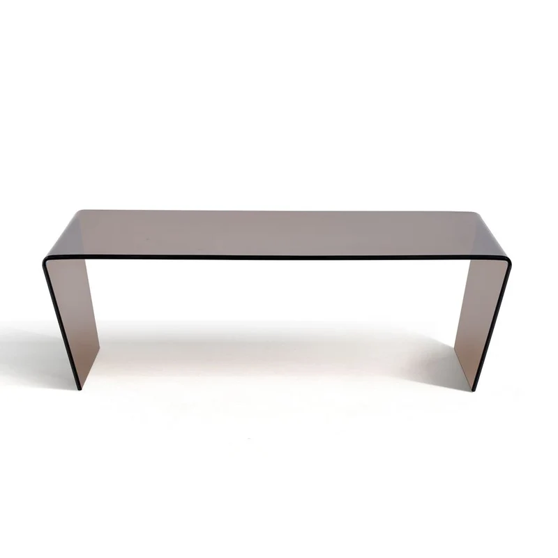 Table basse 120 cm en verre trempé marron