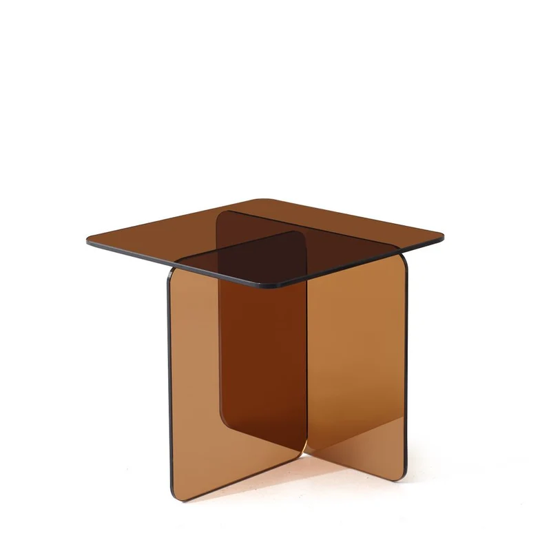 Bout de canapé en verre trempé marron