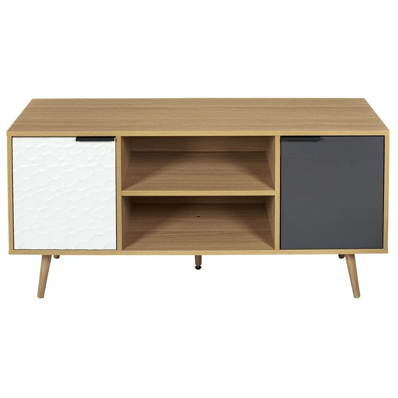 Meuble TV Sven bois blanc et gris anthracite
