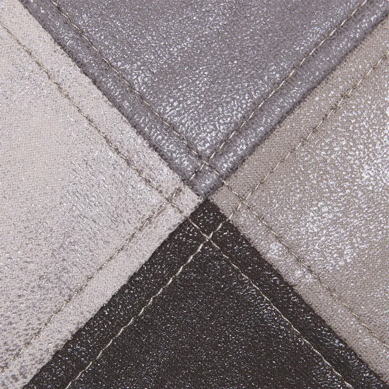Fauteuil patchwork simili cuir marron pieds hêtre