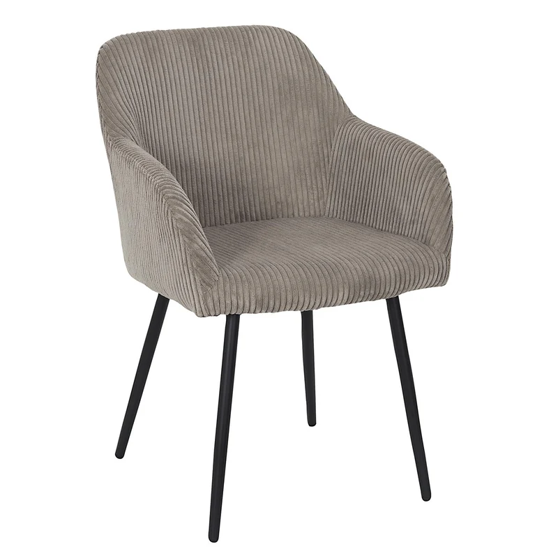 Fauteuil de table Scott velours côtelé taupe