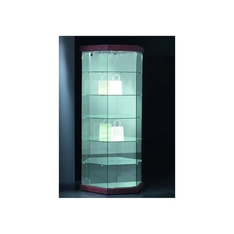 Casa Padrino Luxus Ladenvitrine 93 x 44 cm H. 200 cm mit 3 LED-Spots in Trapezform - Ladeneinrichtung - Boutique Möbel - Made in Italy