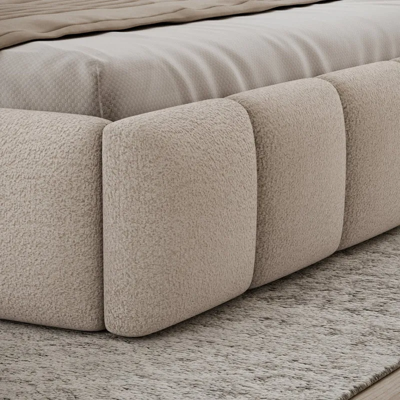 Lit coffre 180x200 sommier inclus Klaus Texturé Beige