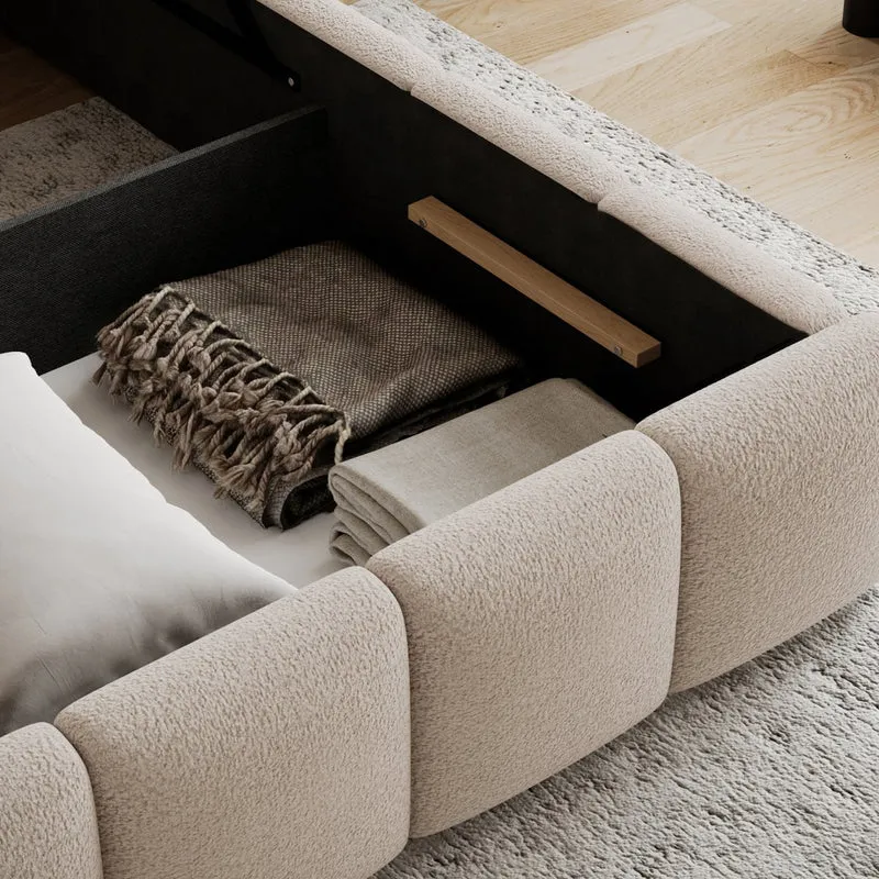 Lit coffre 140x200 sommier inclus Klaus Texturé Beige
