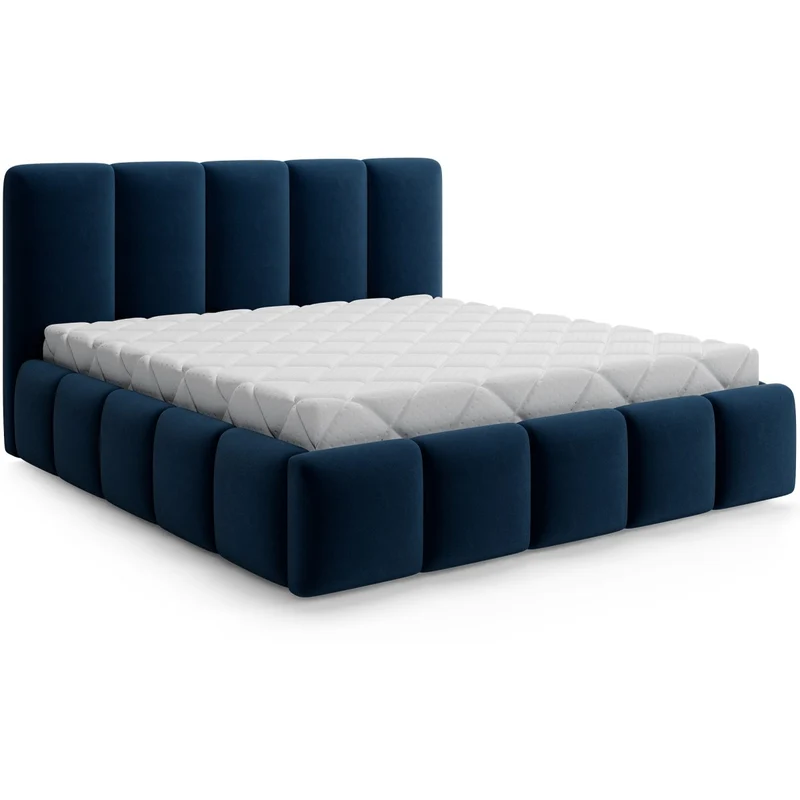 Lit coffre 160x200 sommier inclus Klaus Velours Bleu foncé