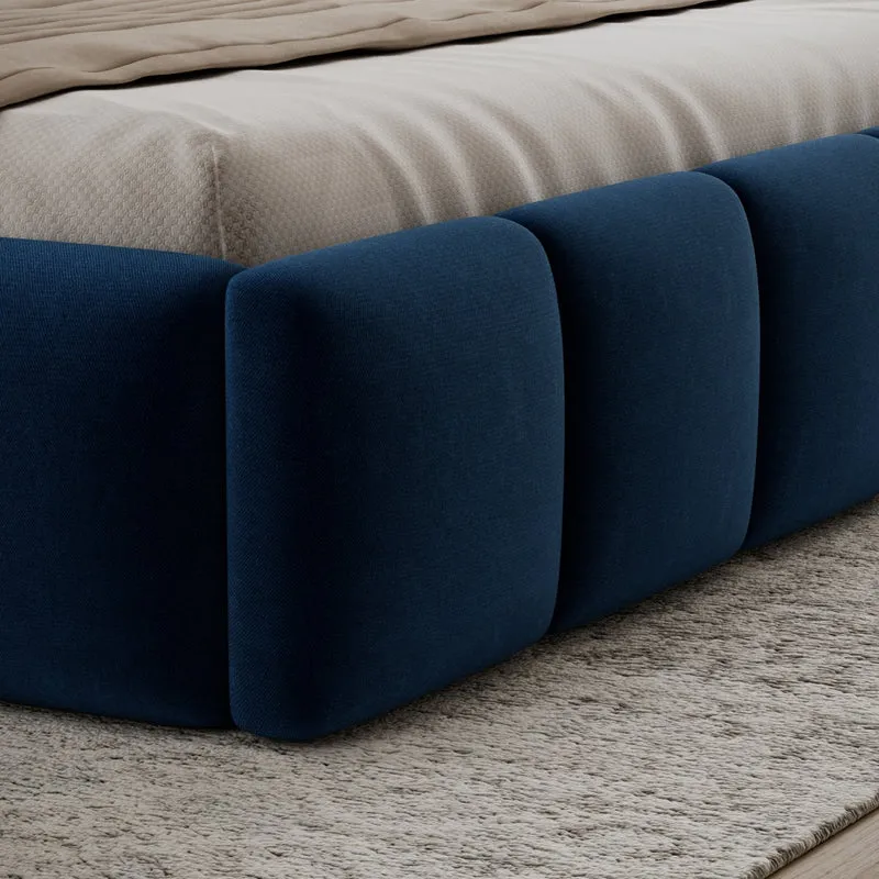 Lit coffre 140x200 sommier inclus Klaus Velours Bleu foncé