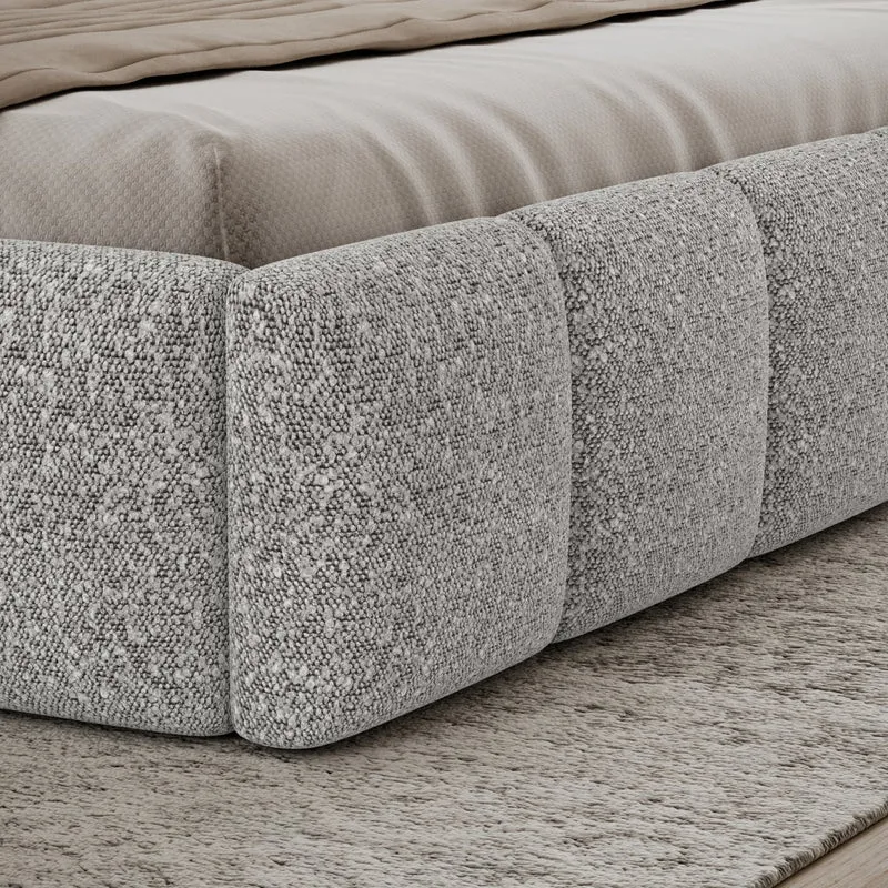Lit coffre 180x200 sommier inclus Klaus Bouclé Gris