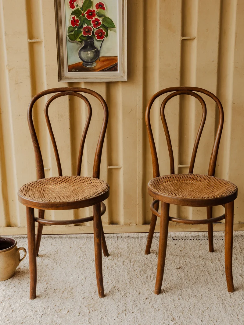 Claude, le lot de 3 chaises en bois et cannage N°1628