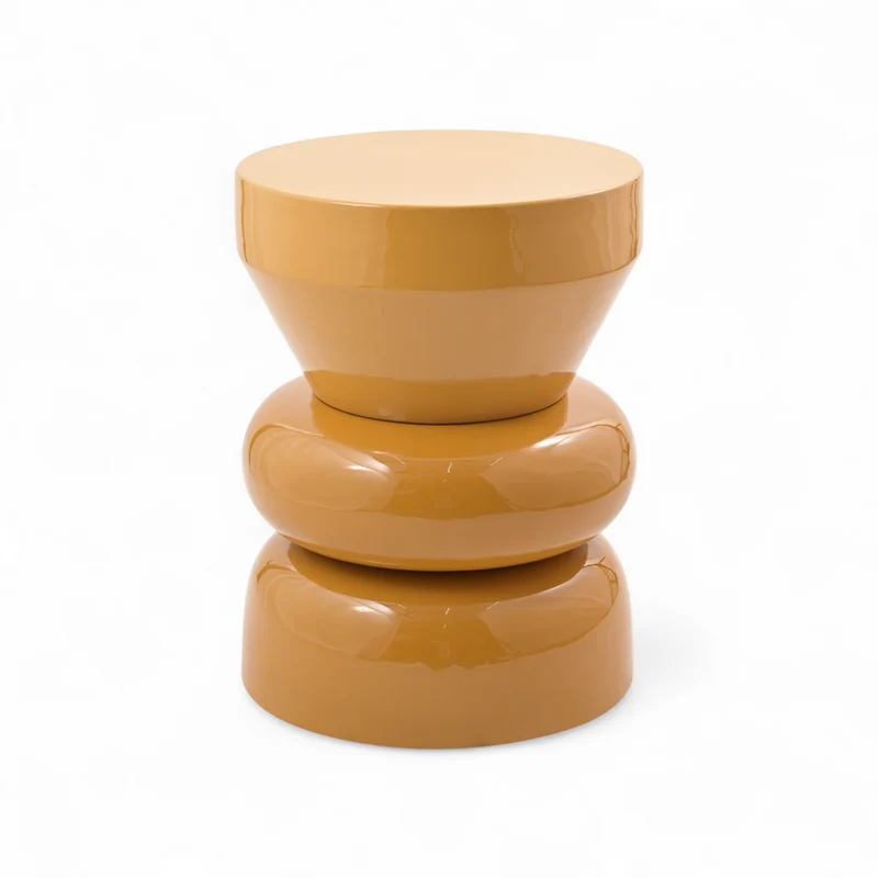 Bout de canapé rond émail bi-color bronze