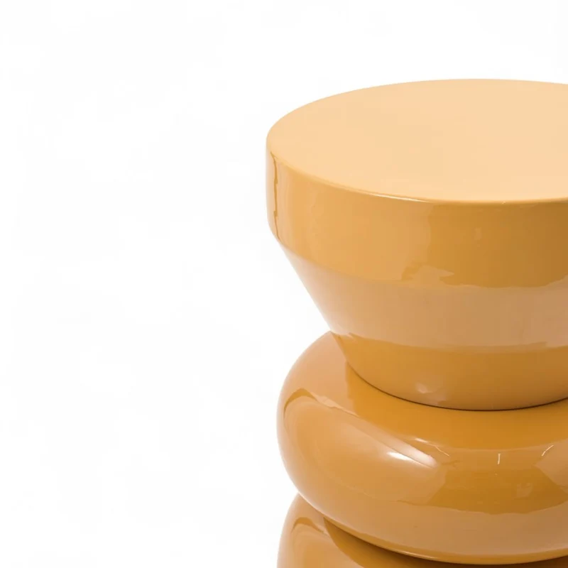 Bout de canapé rond émail bi-color bronze