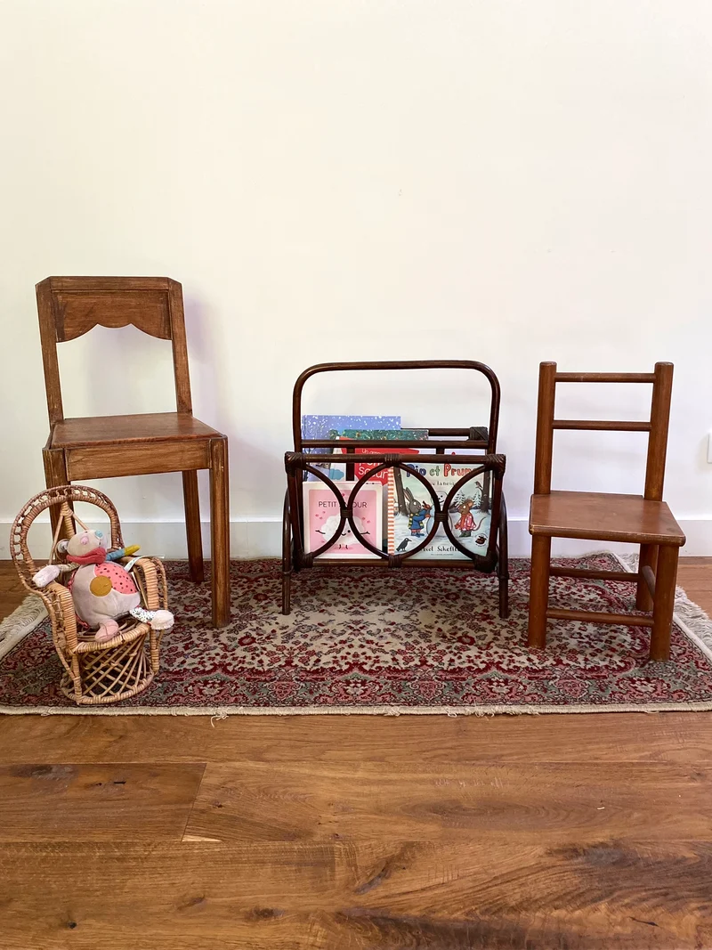 Porte-revues vintage en rotin