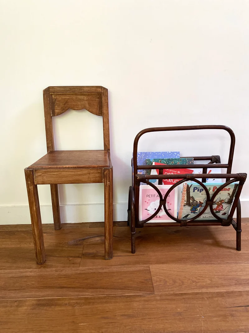 Porte-revues vintage en rotin
