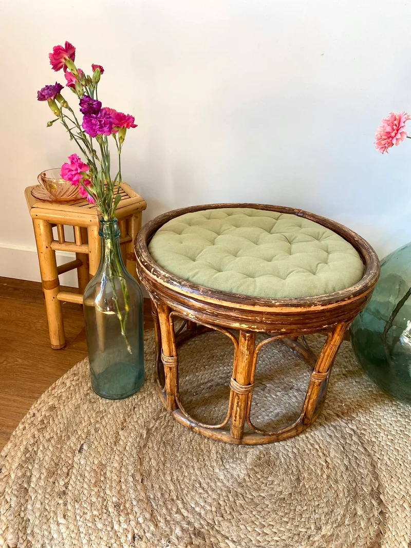 Tabouret vintage en bambou