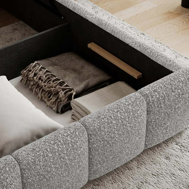 Lit coffre 160x200 sommier inclus Klaus Bouclé Gris