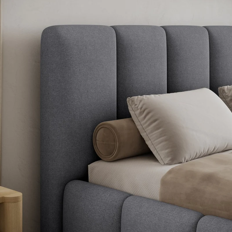 Lit coffre 140x200 sommier inclus Klaus Gris