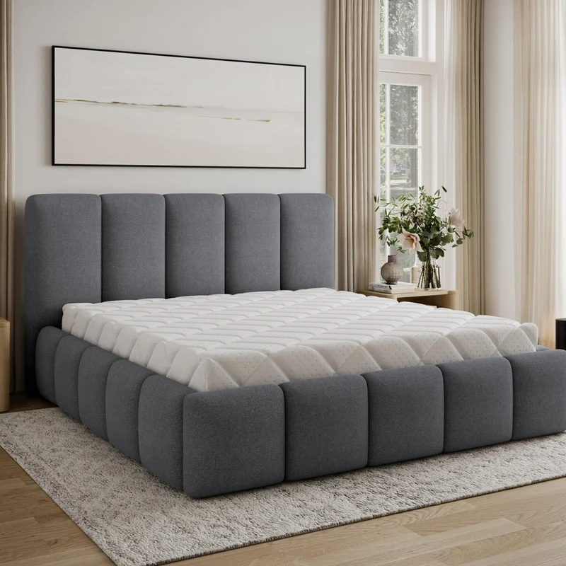 Lit coffre 140x200 sommier inclus Klaus Gris