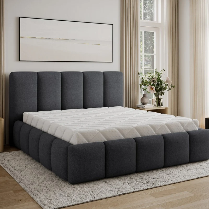 Lit coffre 140x200 sommier inclus Klaus Gris Foncé